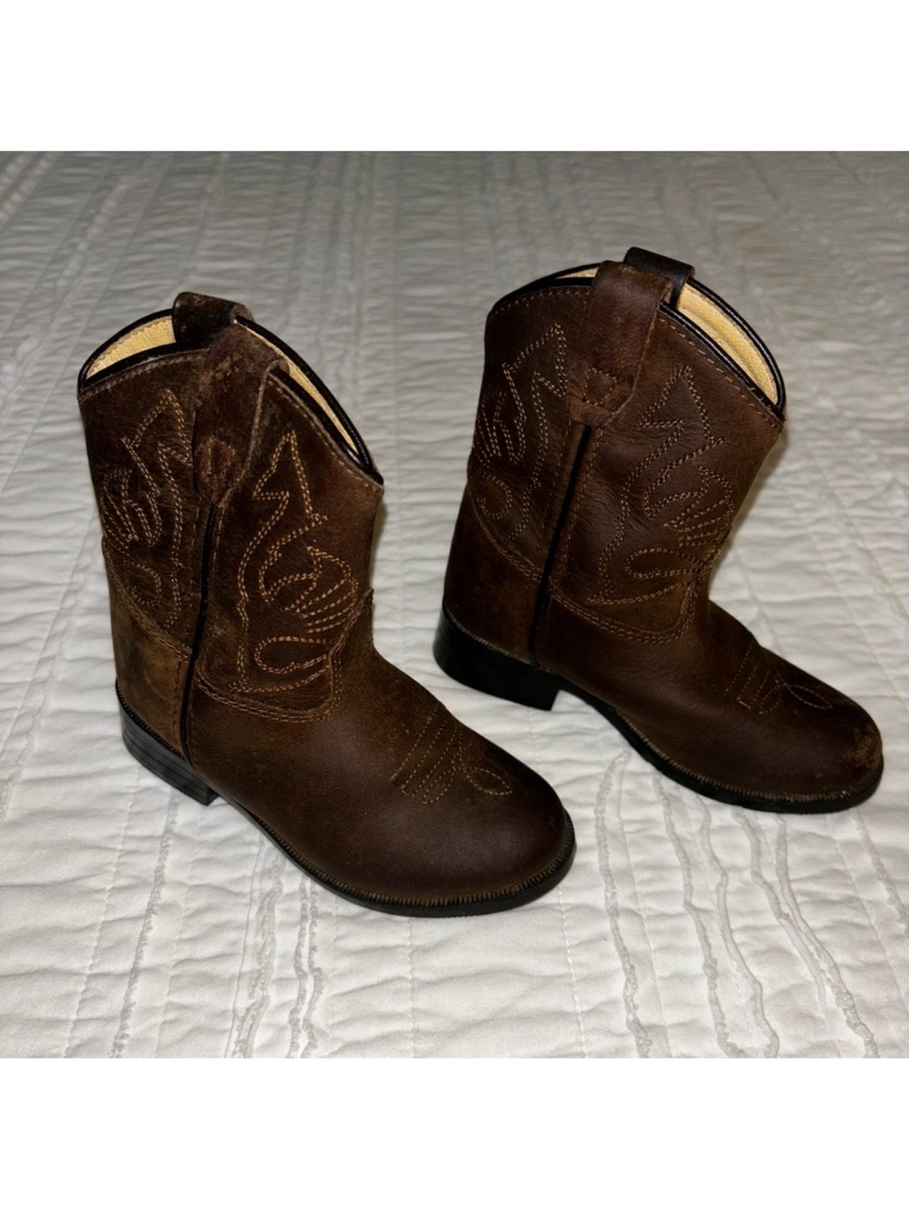 Masterson Toddler size 6 Brown Leather Cowboy Boots western rodeo horses